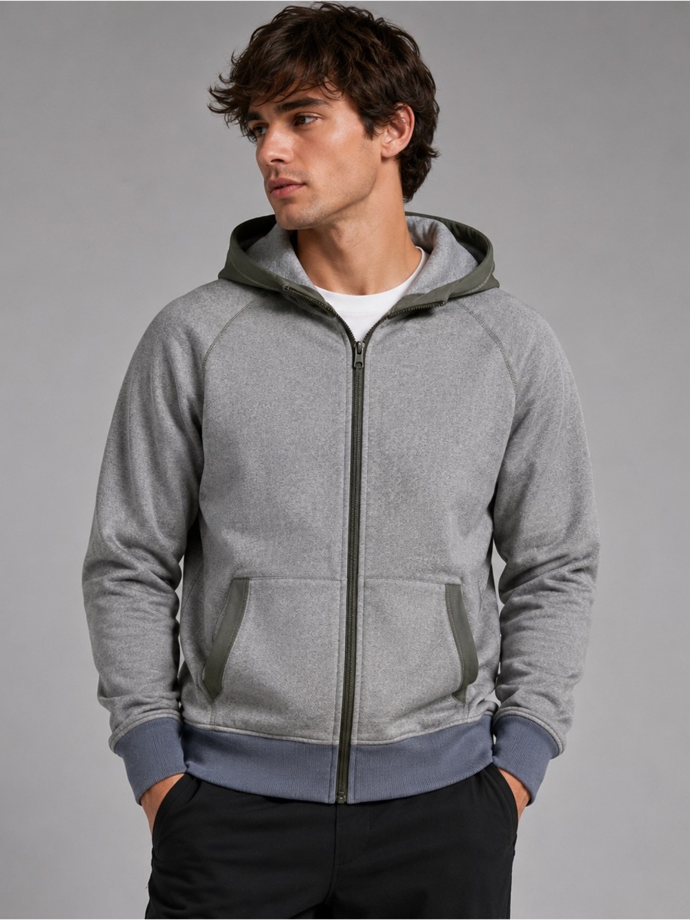 🧥 Lululemon Two-Tone Zip Hoodie – Grey Olive – Size‎ Small